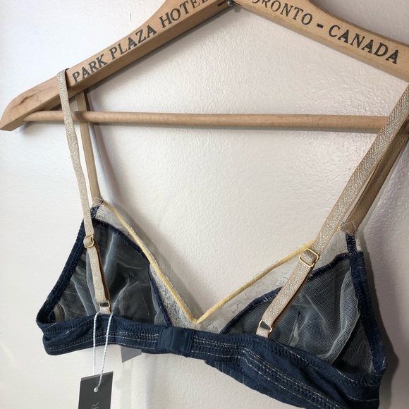 VANITY FAIR Bralette Lace detail Blue Gold - Picture 5 of 8